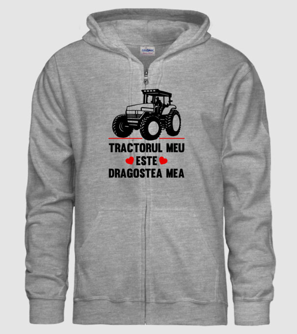 tractorul meu este dragostea mea model gri pe tricou