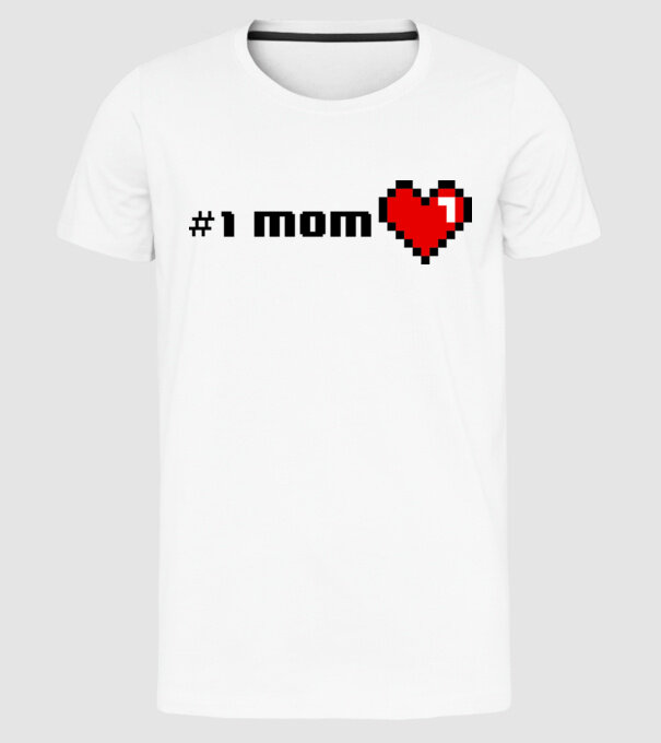 8bit mom number one model alb pe tricou