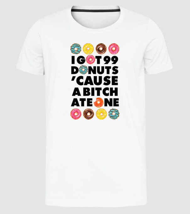 A bitch eat one model alb pe tricou