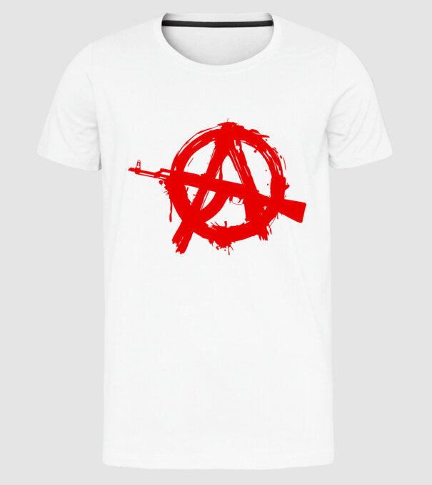 Akanarchy model alb pe tricou