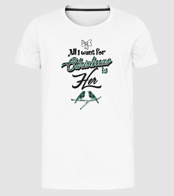 All i want for Christmas is Her model alb pe tricou
