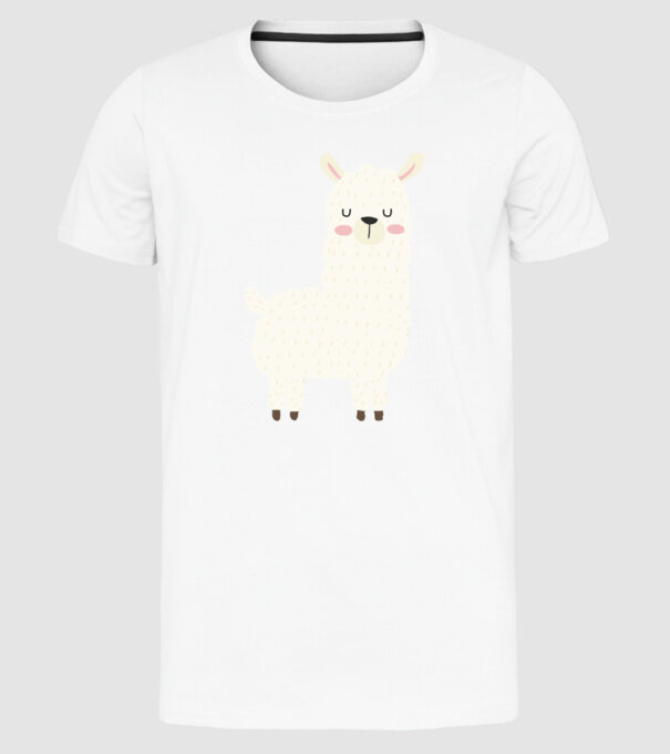 Alpaca model alb pe tricou