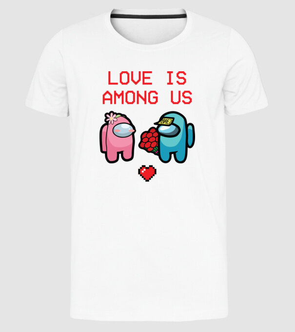 Among us love model alb pe tricou