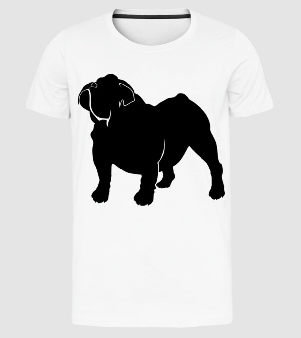 Bulldog englezesc model alb pe tricou