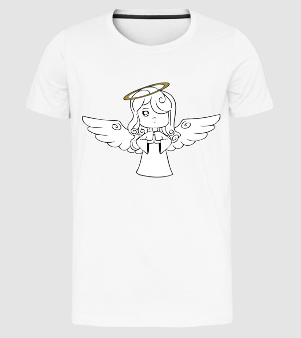 Îngeraș model alb pe tricou