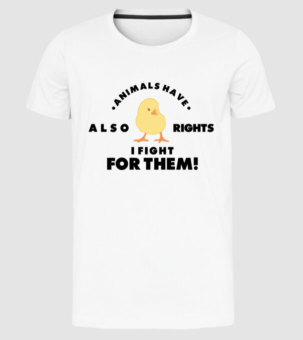 Animals also have rights model alb pe tricou