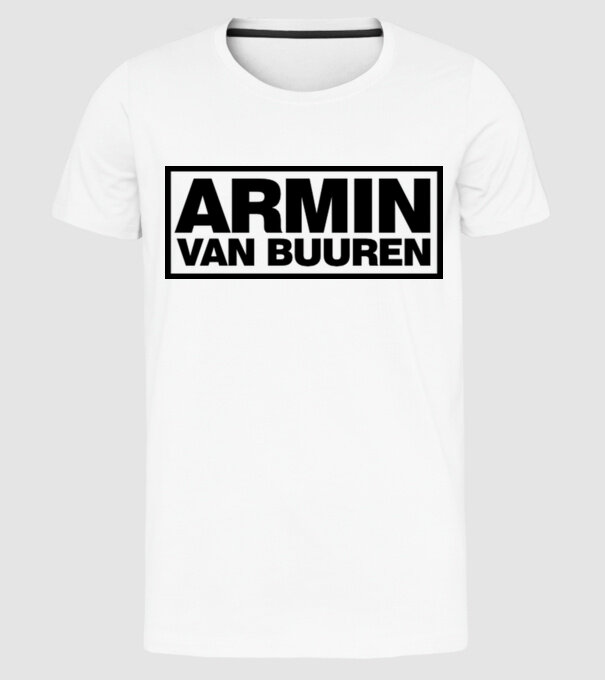 Armin Van Buuren logo model alb pe tricou