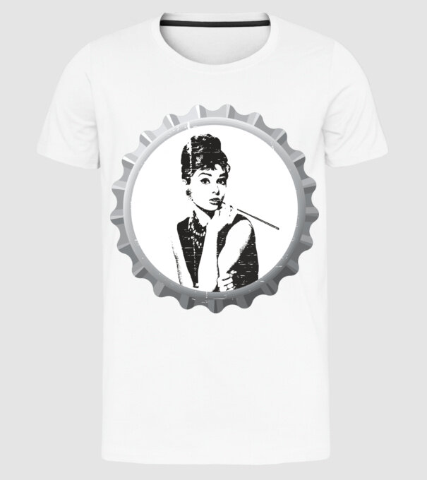 Audrey model alb pe tricou