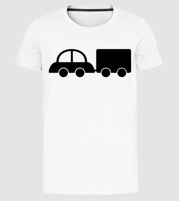 Car with tail model alb pe tricou