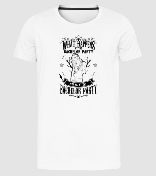 Bachelor party model alb pe tricou