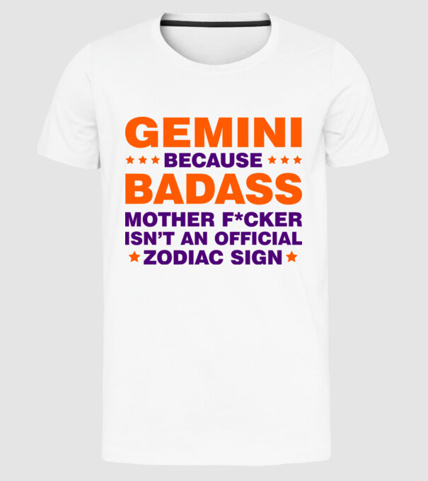Badass zodiac GEMINI model alb pe tricou