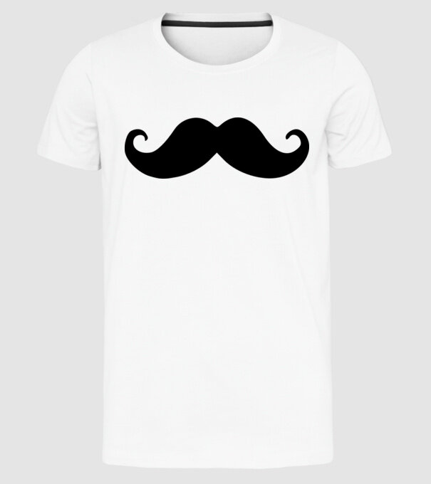 mustață1 model alb pe tricou