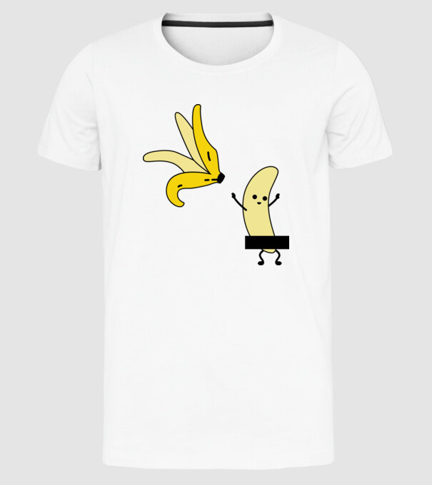 Cuplu Banană băiat model alb pe tricou