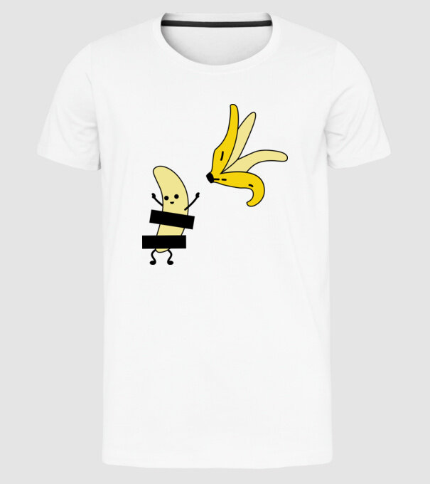 Cuplu Banană fată model alb pe tricou