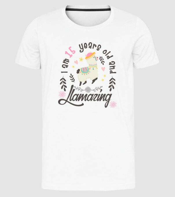 Birthday Llamazing 15 years old model alb pe tricou