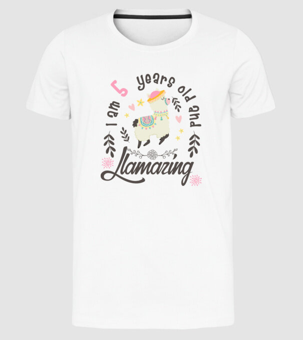 Birthday Llamazing 5 years old model alb pe tricou