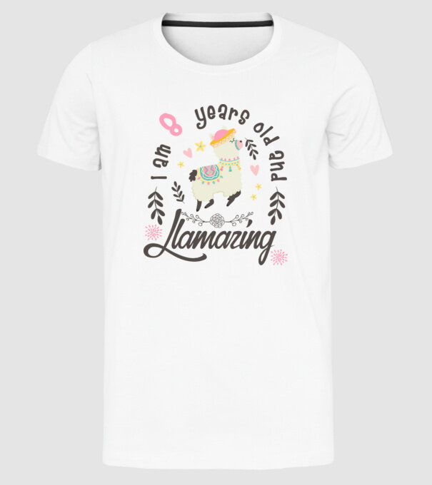 Birthday Llamazing 8 years old model alb pe tricou