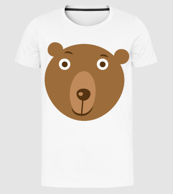 Bear Face model alb pe tricou