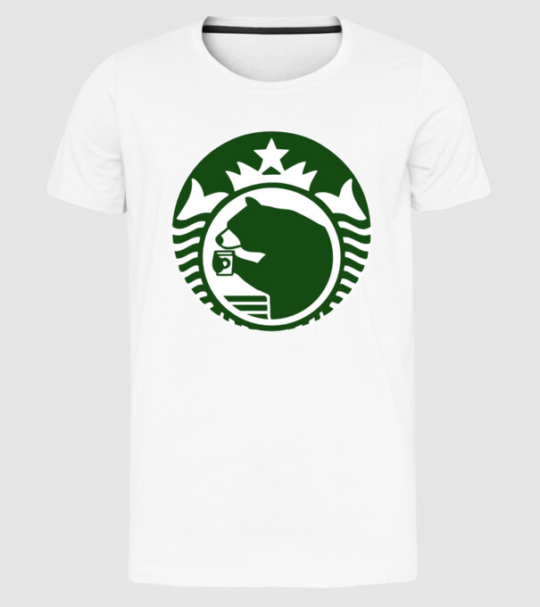 Bear Bucks model alb pe tricou