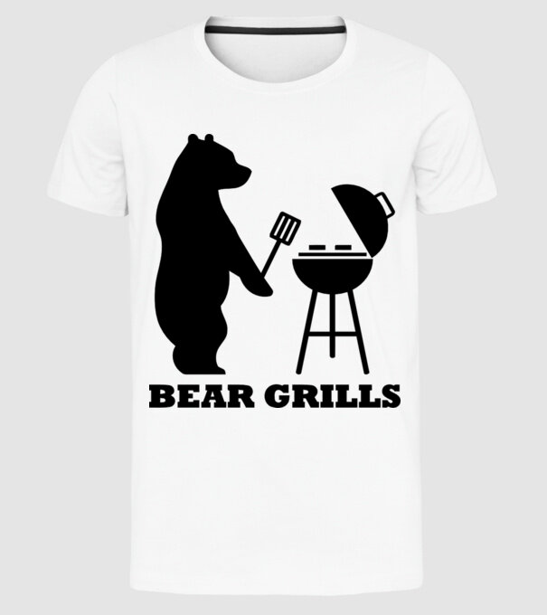 Bear Grills model alb pe tricou