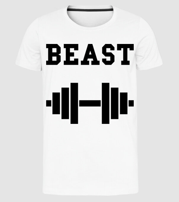 Beast model alb pe tricou