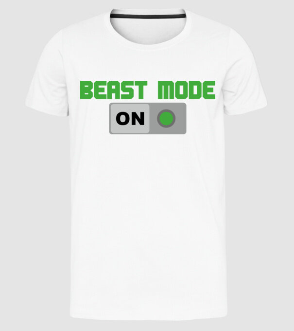 Beastmode model alb pe tricou