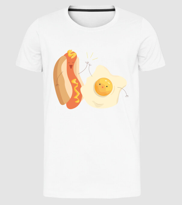 best friends hot dog egg model alb pe tricou