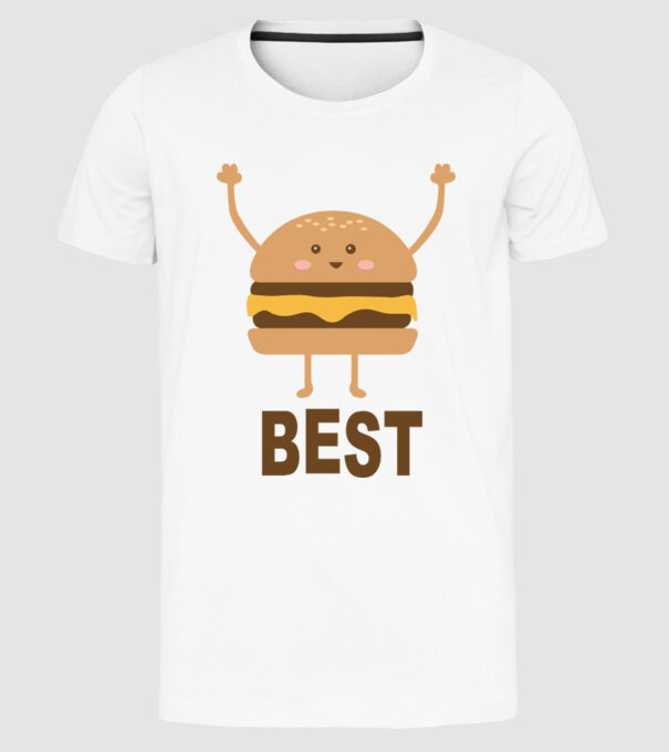 Best hamburger model alb pe tricou