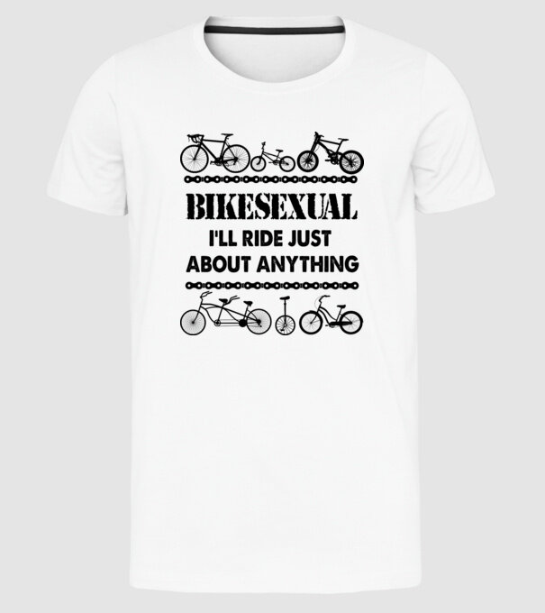 Bikesexual model alb pe tricou