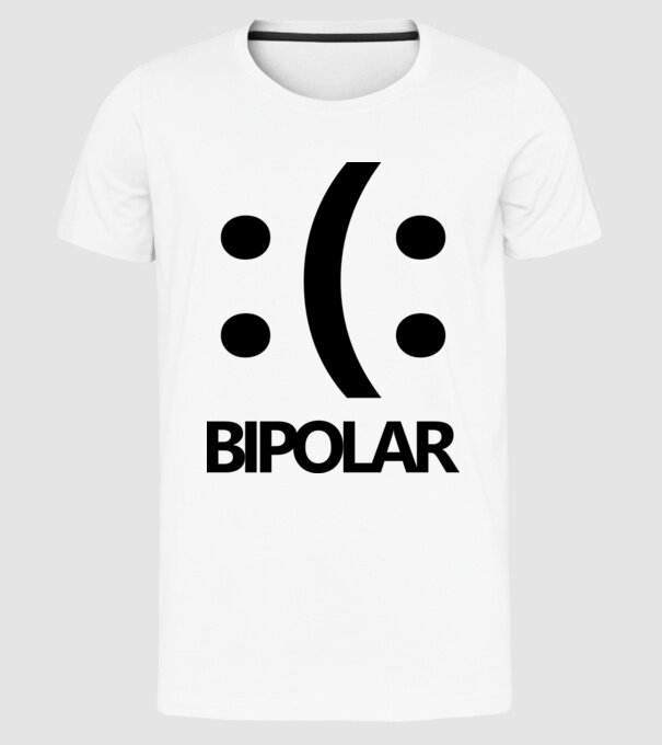 Bipolar model alb pe tricou