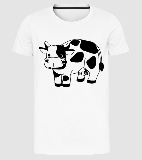 Vițel model alb pe tricou