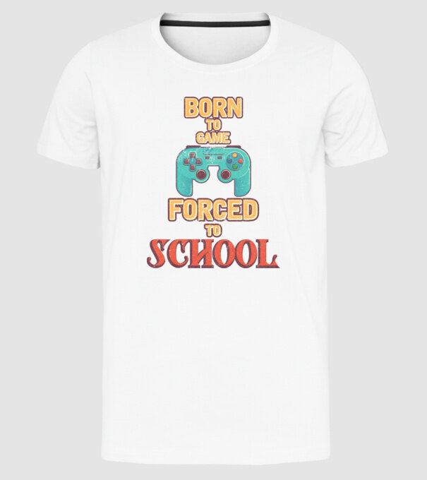 Born to game model alb pe tricou
