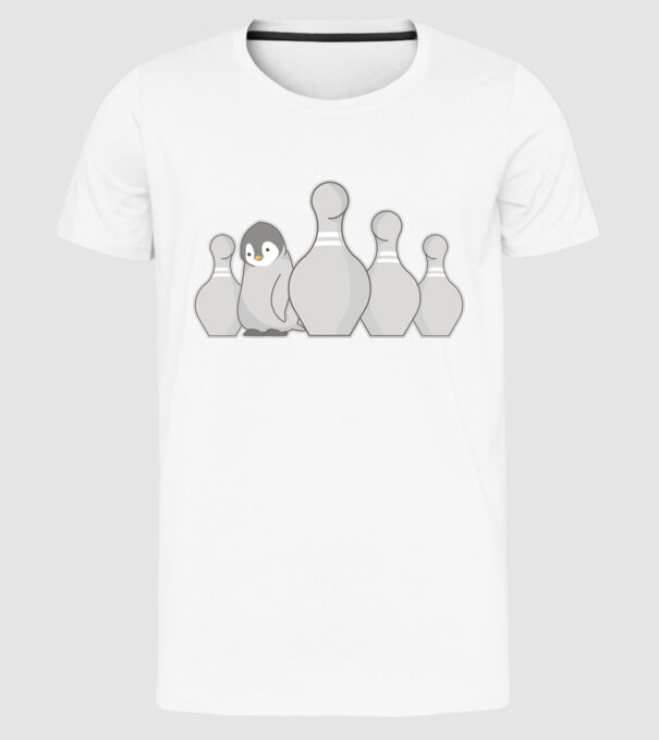 Bowling pinguin model alb pe tricou