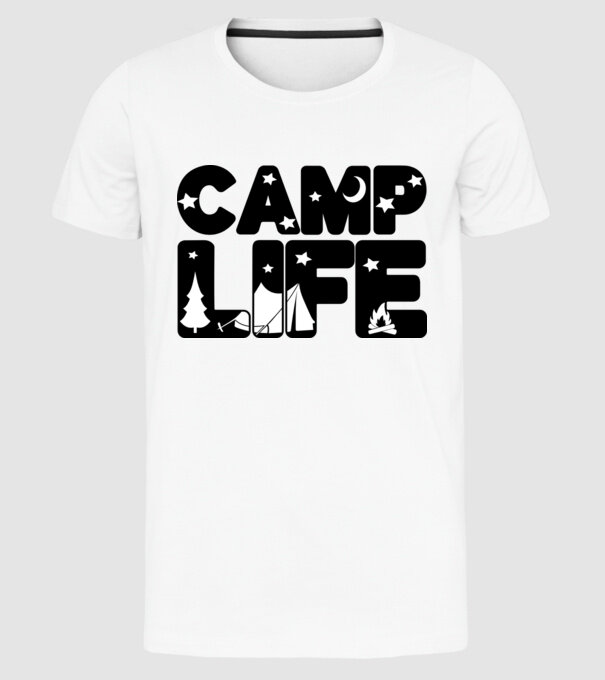 Camp life 2c model alb pe tricou