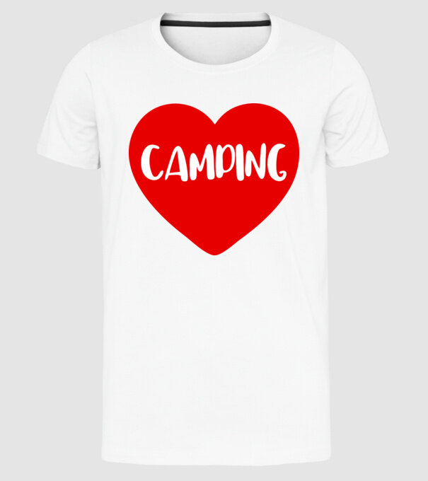 Camping heart model alb pe tricou