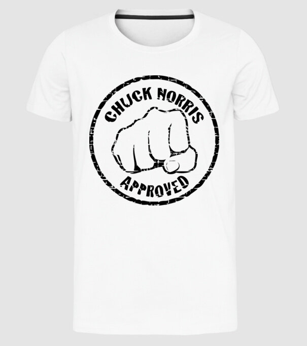 Chuck Norris Approved model alb pe tricou