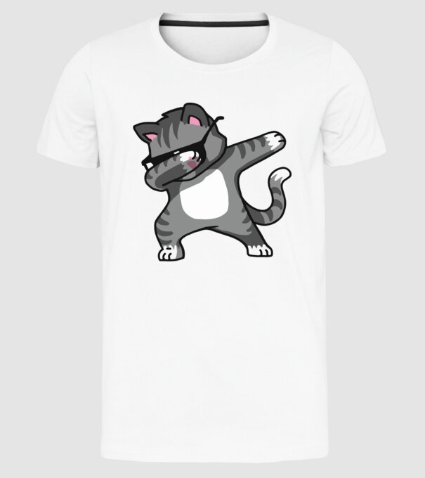 Pisică DAB model alb pe tricou
