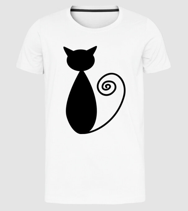 Siluetă pisică model alb pe tricou