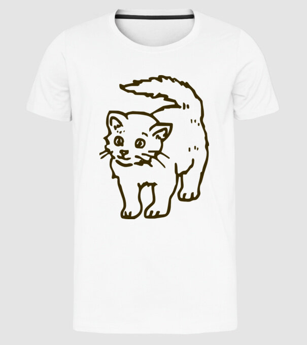Pisică model alb pe tricou