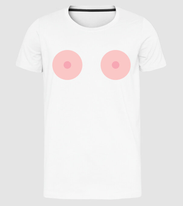 Țâțe model alb pe tricou
