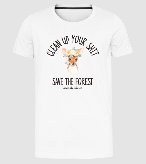 Clean up your shit model alb pe tricou