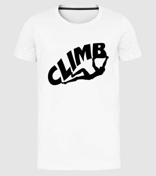 climb model alb pe tricou