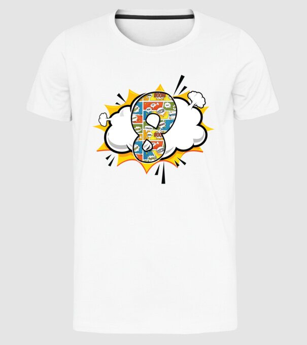 Birthday Comic Number 8 model alb pe tricou