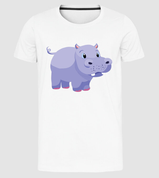 Hipopotam drăguț model alb pe tricou