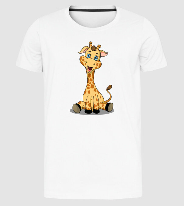 Cute giraffe model alb pe tricou