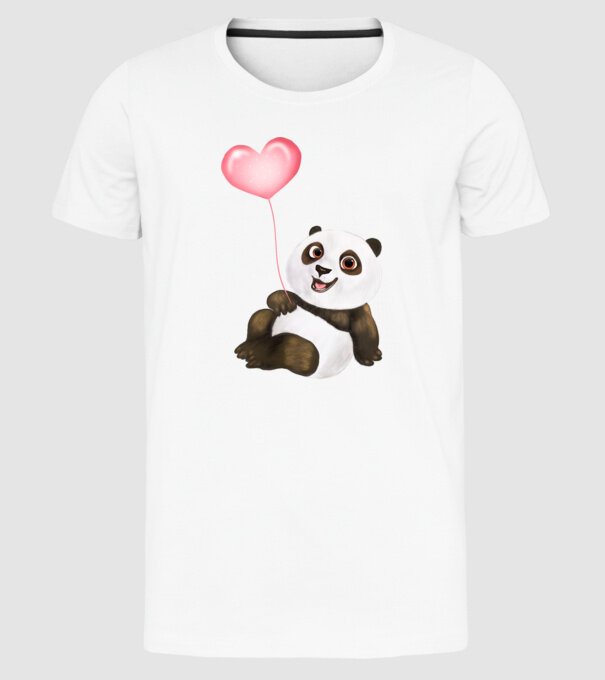 Cute panda with heart model alb pe tricou