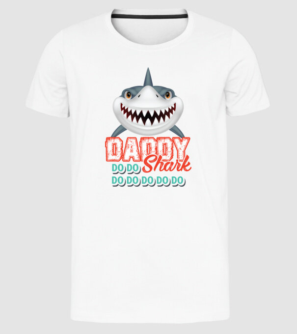 Daddy shark model alb pe tricou