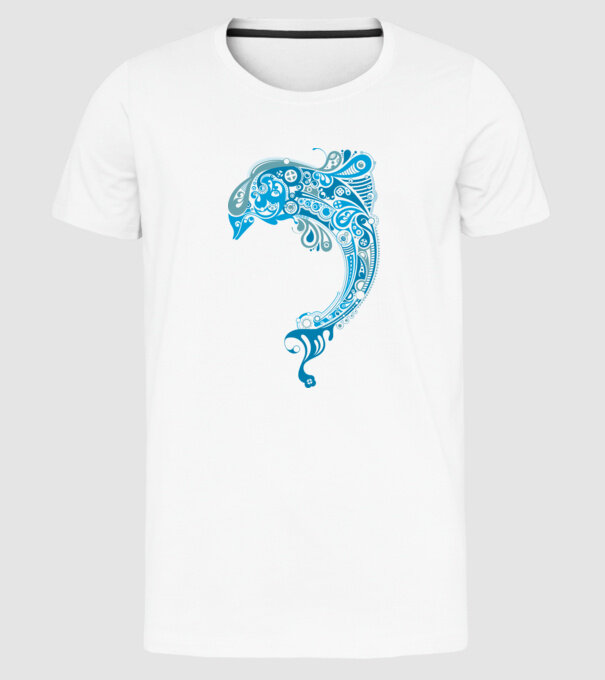 delfin model alb pe tricou