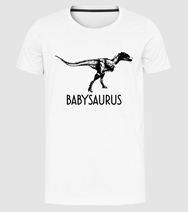 Familia de dinozauri Babysaurus model alb pe tricou