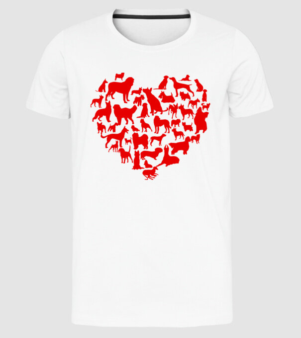 Doggy heart model alb pe tricou